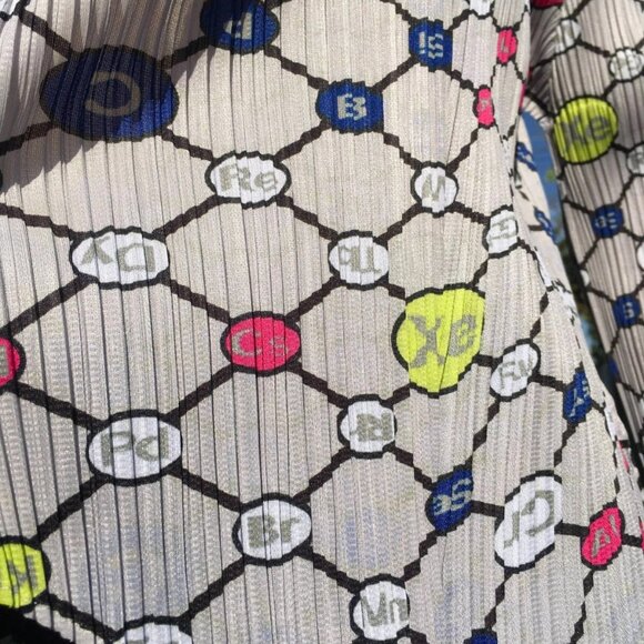 PLEATS PLEASE Issey Miyake Long Sleeve Cardigan Shirt Element Print Gray Size 3 - Picture 10 of 11